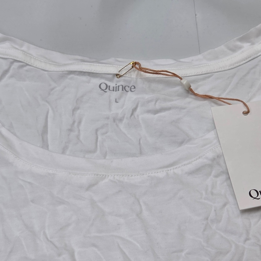 NWT QUINCE Cotton Modal Scoop Neck Tee Large White 6660 - Picture 6 of 10